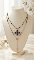 Collar Cruz con Cristales Negro  · LUX ÓNIX